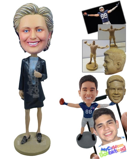 Business Lady Wearing a Jacket over Her Top and Short Skirt Personalized Bobblehead Business Lady Wearing a Jacket over Her Top and Short Skirt Personalized Bobblehead